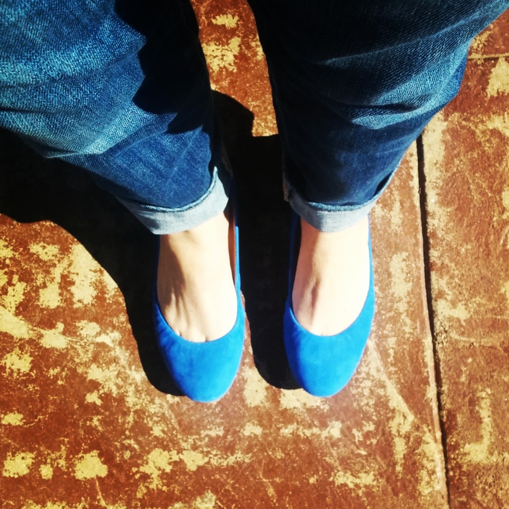 Happiness is bright blue shoes & a sunny day